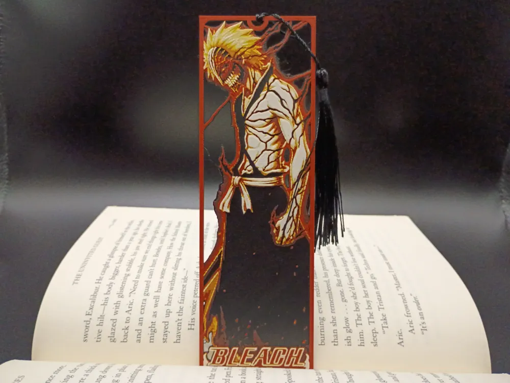 Bleach, Ichigo Kurosaki Bookmark Framed by 3djd HueForge model: Bleach, Ichigo Kurosaki Bookmark Framed by 3djd