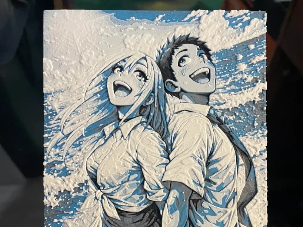 Boy and Girl at the Beach Singing Hueforge