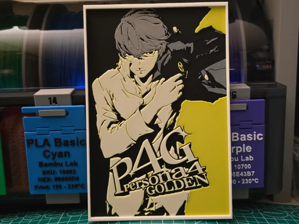 Persona 4 Golden Poster - Hueforge Art by Lumpy3D HueForge model: Persona 4 Golden Poster - Hueforge Art by Lumpy3D