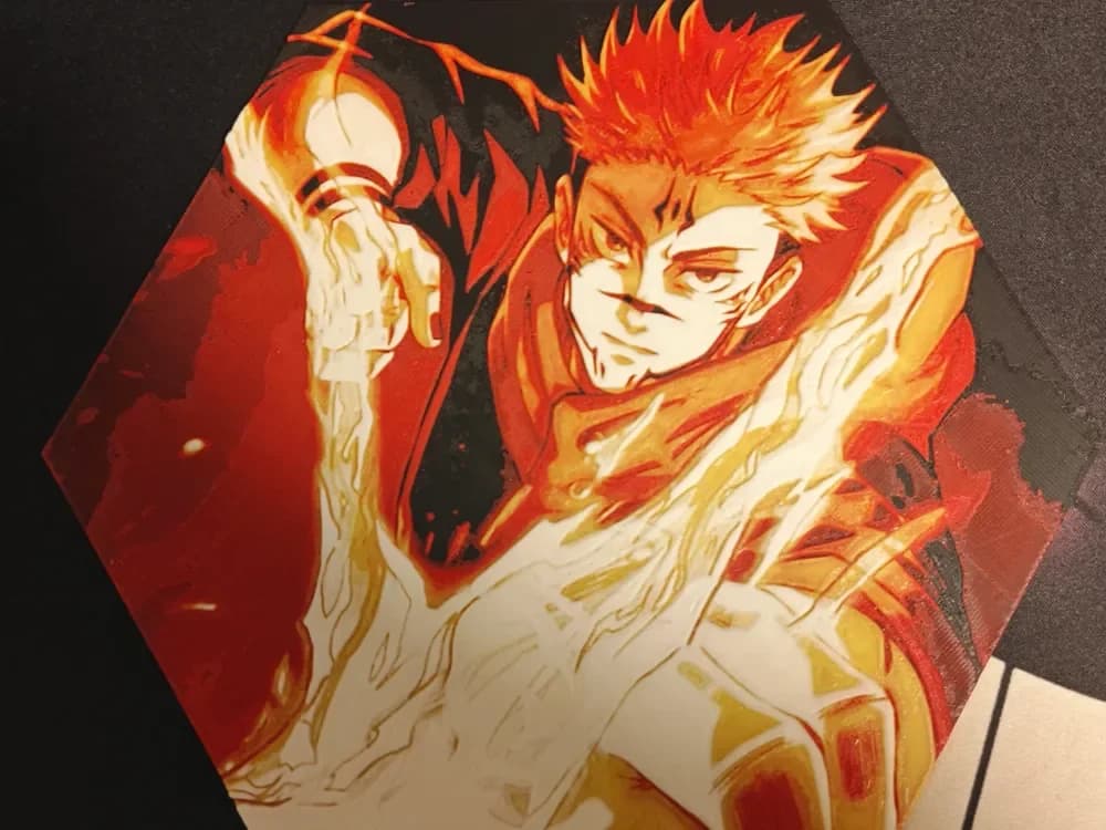 Hueforge Sukuna (Jujutsu Kaisen) honeycomb mode by JGz3DMaker HueForge model: Hueforge Sukuna (Jujutsu Kaisen) honeycomb mode by JGz3DMaker