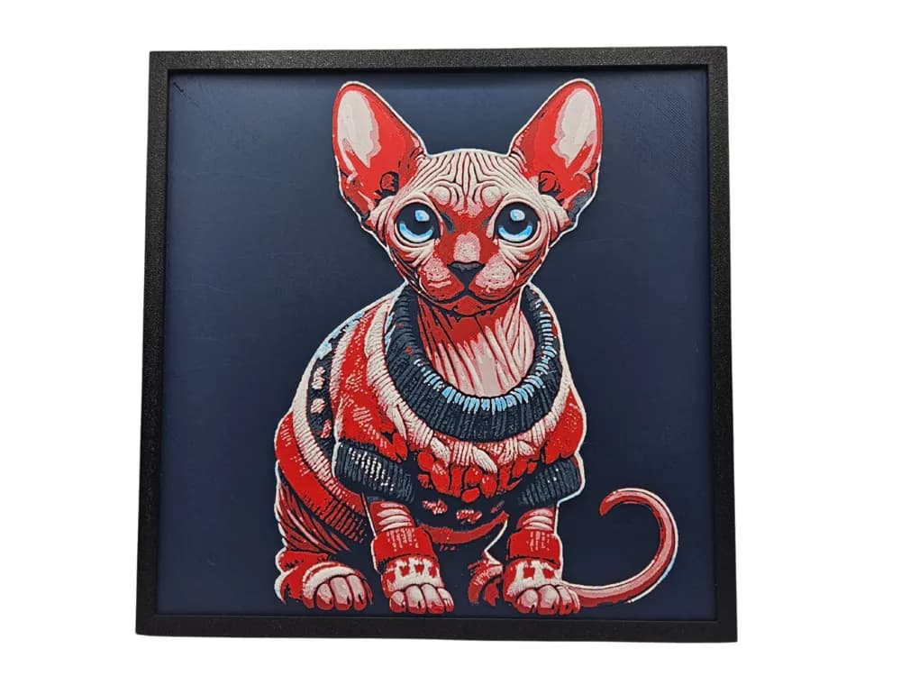 Sphynx Cat in Sweater by BusyKikiBee HueForge model: Sphynx Cat in Sweater by BusyKikiBee