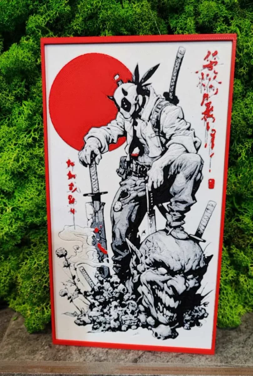 Deadpool Samurai by Garuda3D HueForge model: Deadpool Samurai by Garuda3D