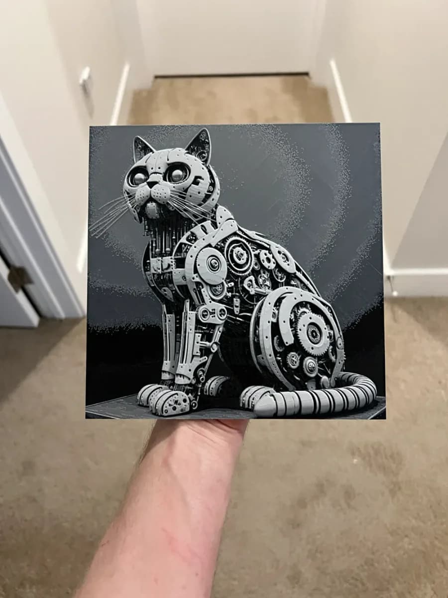 Mechanical Cat Hueforge by RP47 Designs HueForge model: Mechanical Cat Hueforge by RP47 Designs