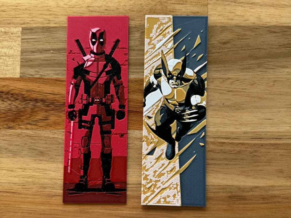 HueForge model: Wolverine & Deadpool Bookmarks by Canadian Gamer