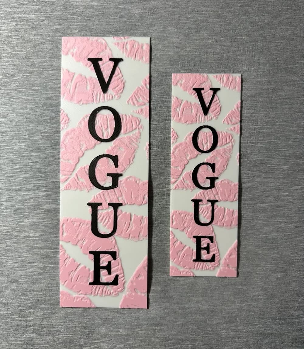 HueForge model: VOGUE Hueforge Bookmarks - 2 sizes by Hey Ben