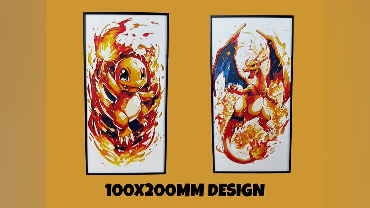 Charmander & Charizard - 100x200 Pokemon Hueforge Bonus Drop! - Charmander by Canadian Gamer HueForge model: Charmander & Charizard - 100x200 Pokemon Hueforge Bonus Drop! - Charmander by Canadian Gamer