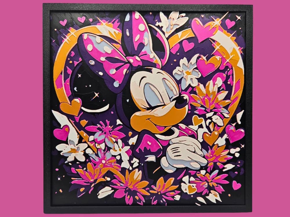 Minnie Mouse Hearts and Flowers by BusyKikiBee HueForge model: Minnie Mouse Hearts and Flowers by BusyKikiBee
