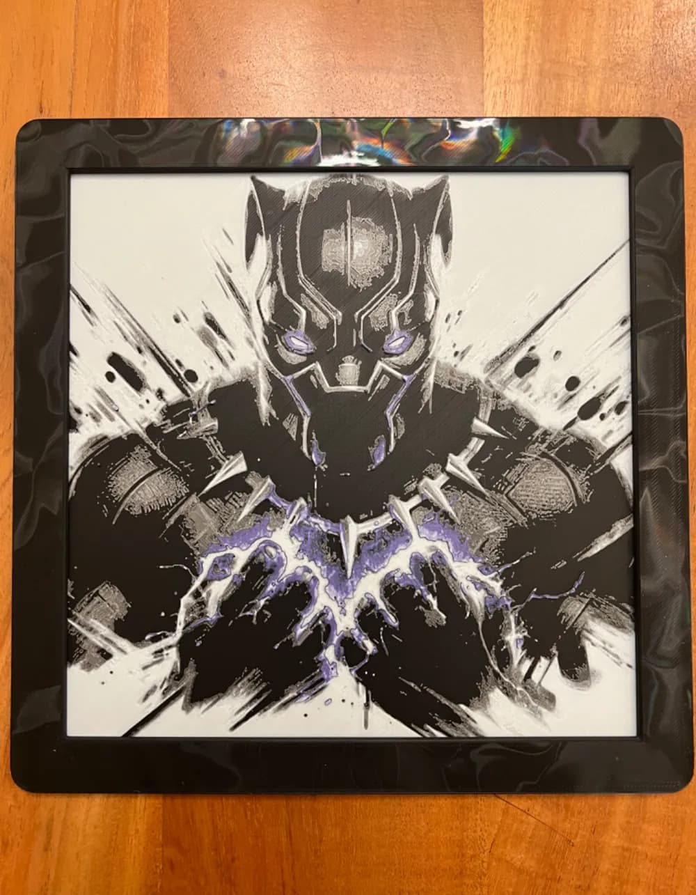 Black Panther with Purple Highlights by JustBe 3D Printing HueForge model: Black Panther with Purple Highlights by JustBe 3D Printing