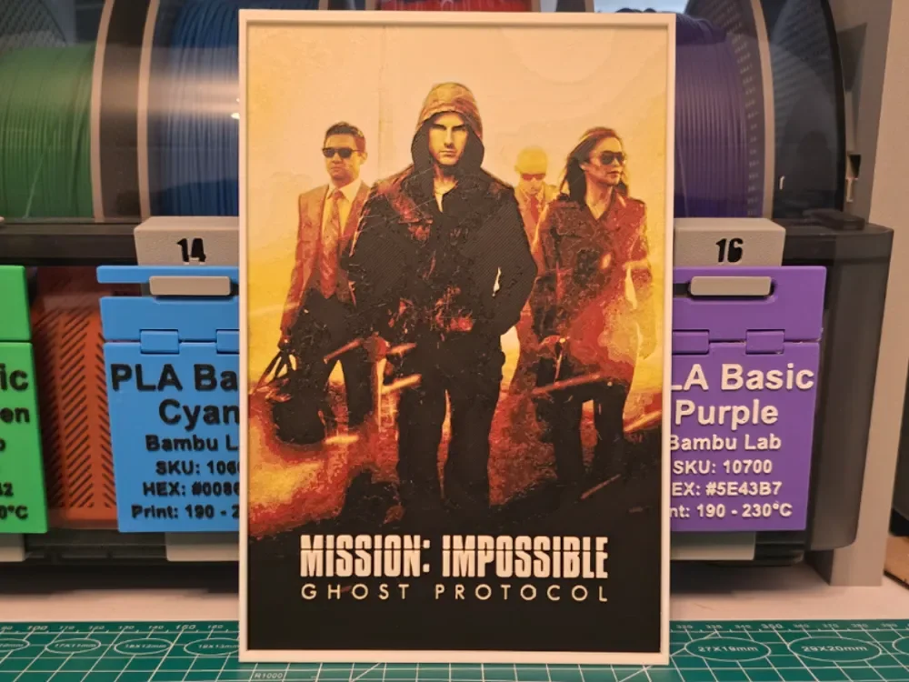 Mission: Impossible – Ghost Protocol Movie Poster by Lumpy3D HueForge model: Mission: Impossible – Ghost Protocol Movie Poster by Lumpy3D
