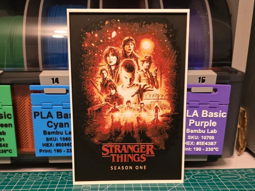 Stranger Things Season 1 Poster - Hueforge Art by Lumpy3D HueForge model: Stranger Things Season 1 Poster - Hueforge Art by Lumpy3D