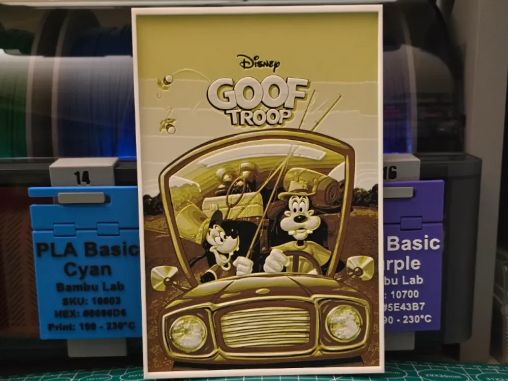 Goof Troop Poster - Hueforge Art by Lumpy3D HueForge model: Goof Troop Poster - Hueforge Art by Lumpy3D