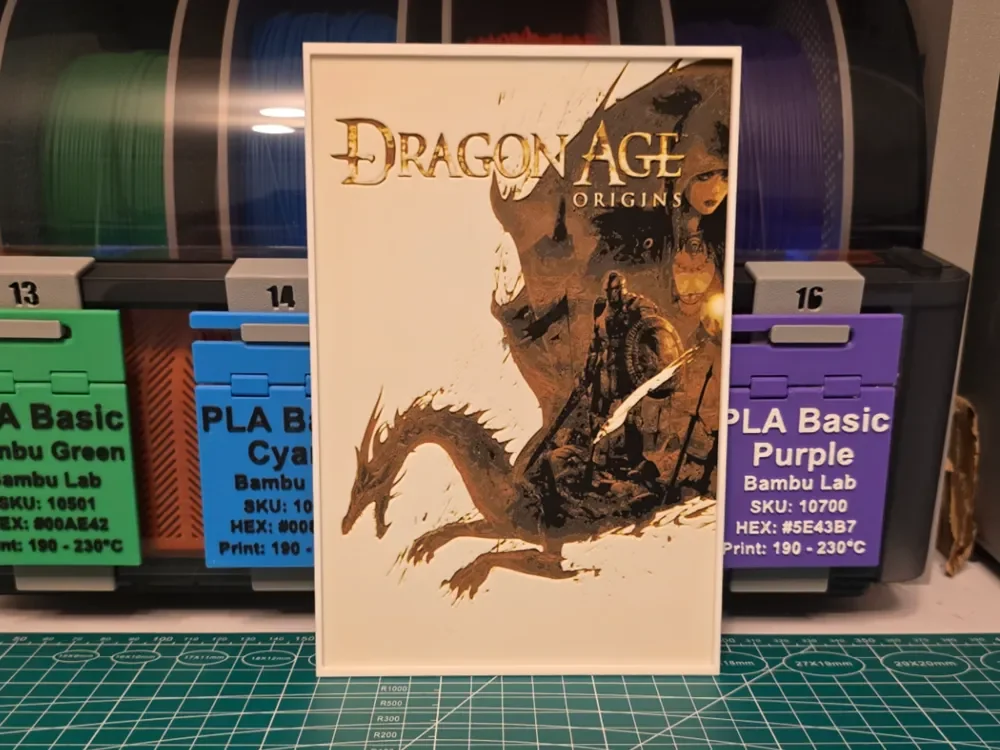 Dragon Age: Origins Game Poster - Hueforge Art by Lumpy3D HueForge model: Dragon Age: Origins Game Poster - Hueforge Art by Lumpy3D