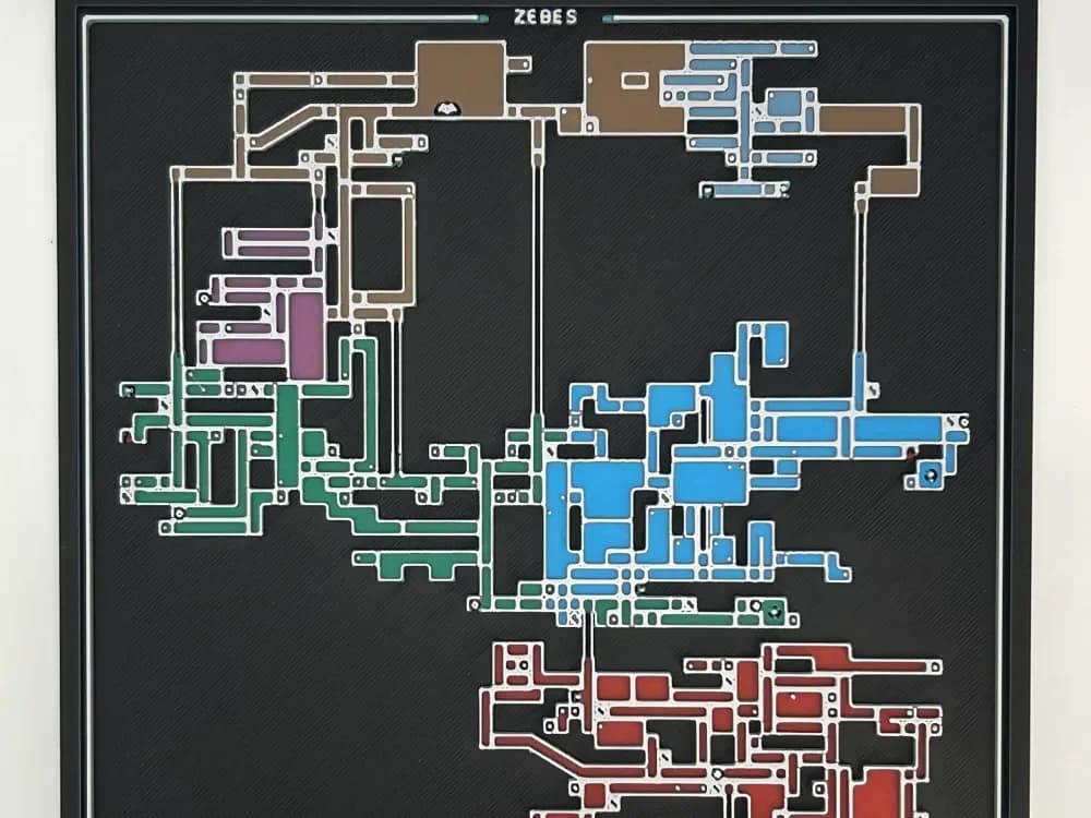 Super Metroid Zebes Map HueForge