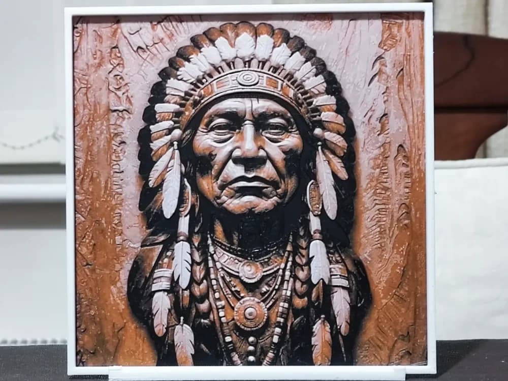 HueForge model: Carved Native American - HueForge 3 Color by BoDad