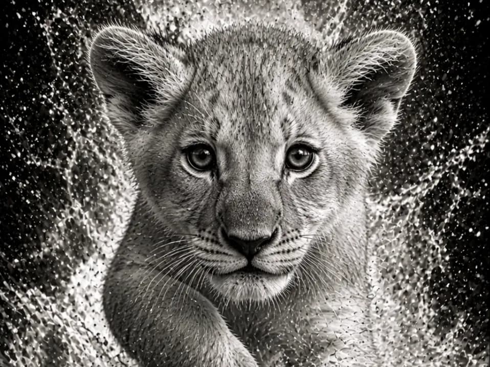 Baby Lion - Baby animals series B&W - EASY PRINT Baby Lion - Baby animals series B&W - EASY PRINT