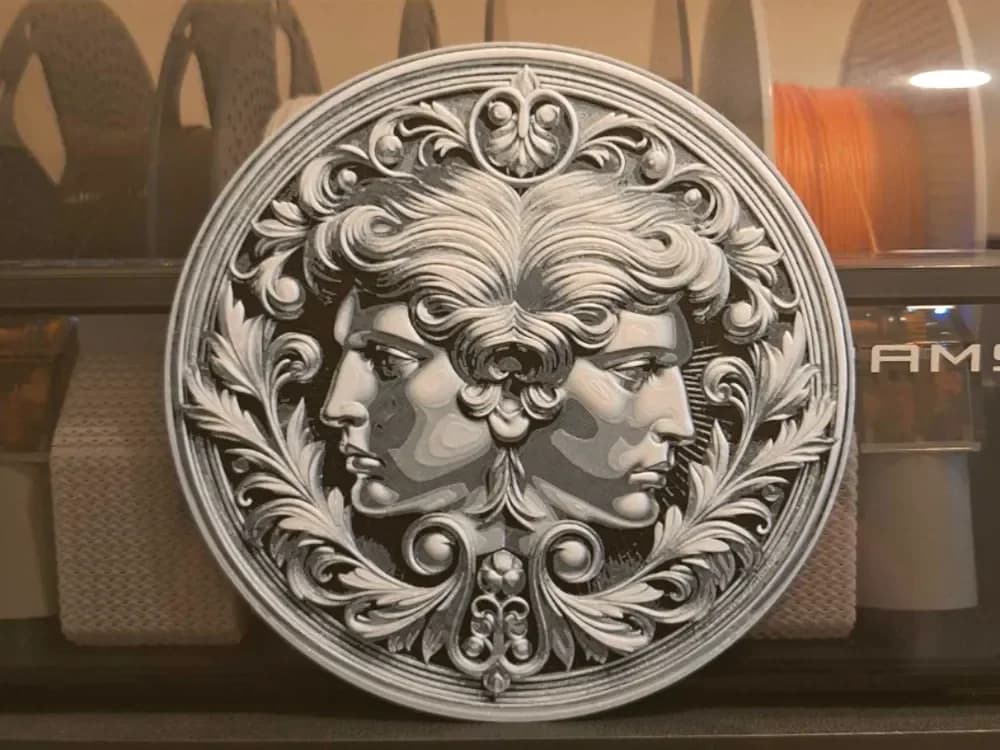 Gemini - Zodiac sign - Hueforge - 2 colours by 3dGlow HueForge model: Gemini - Zodiac sign - Hueforge - 2 colours by 3dGlow
