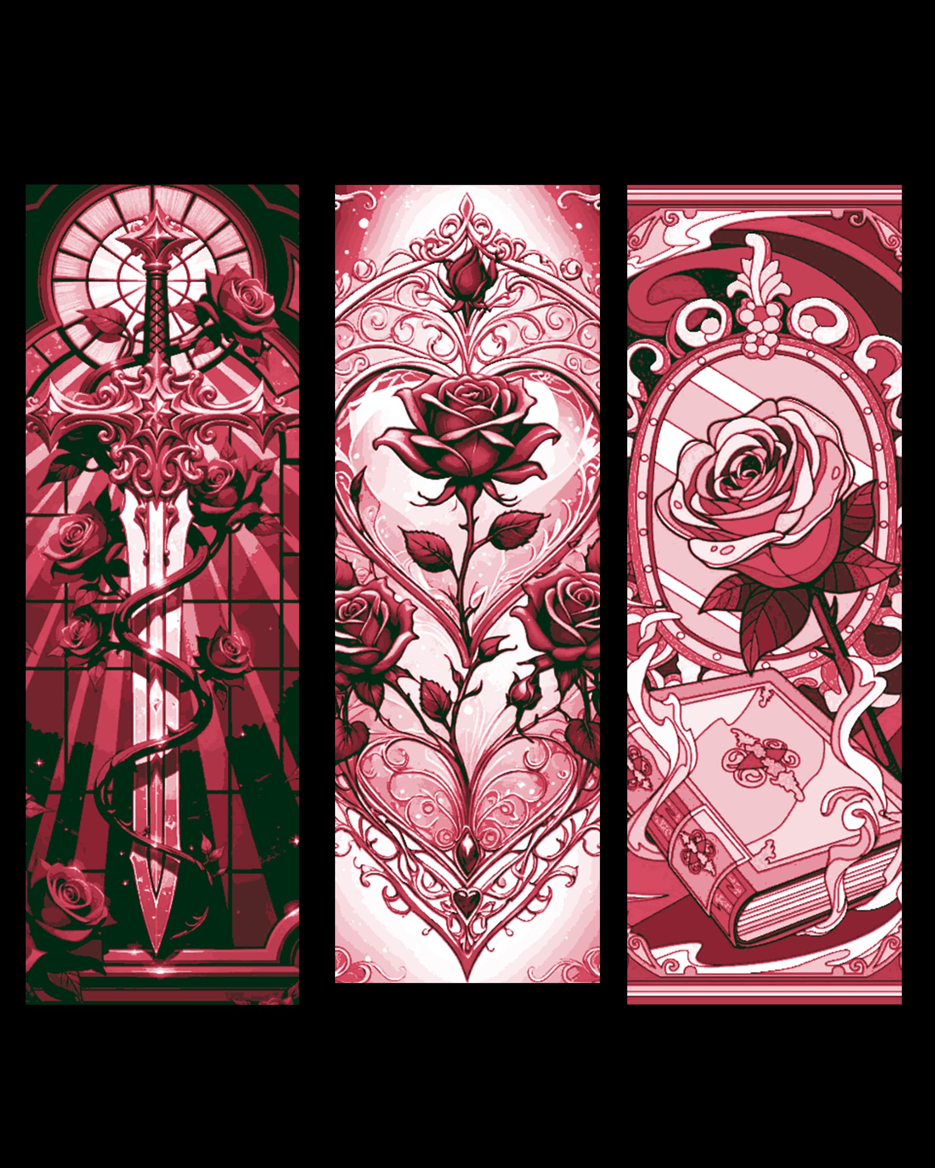 Rose designs shared as bookmarks -valentines gift idea Rose designs shared as bookmarks -valentines gift idea