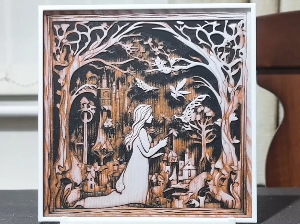 Wood Carving Fairy Tale - HueForge 3 Color by BoDad HueForge model: Wood Carving Fairy Tale - HueForge 3 Color by BoDad