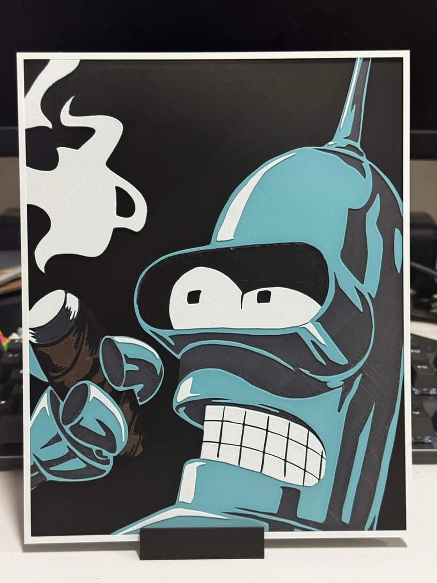Bender with Cigar by Strata Prints HueForge model: Bender with Cigar by Strata Prints