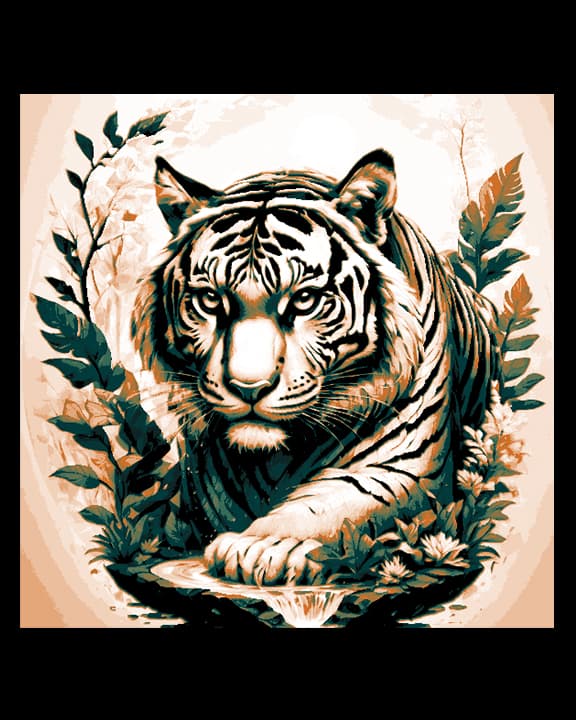 Artful Creation - Wall Art of a Bengal Tiger Laying in Wait by BooneCo3d HueForge model: Artful Creation - Wall Art of a Bengal Tiger Laying in Wait by BooneCo3d