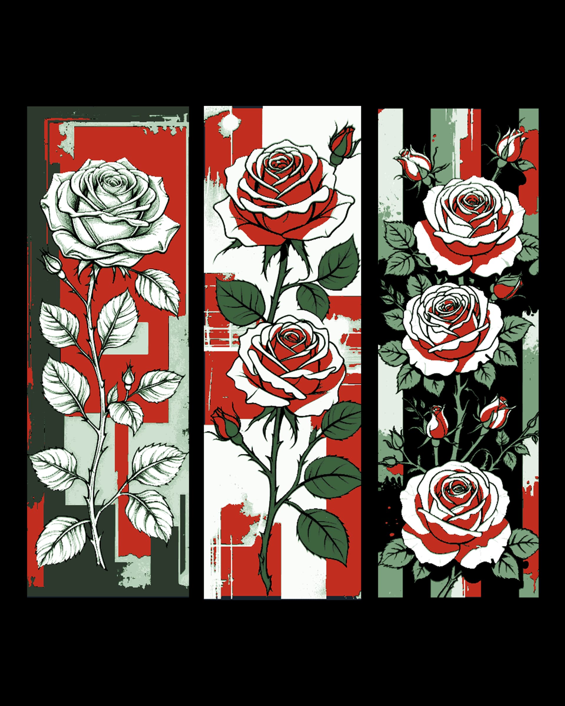 Pop art style bookmarks of Roses Pop art style bookmarks of Roses