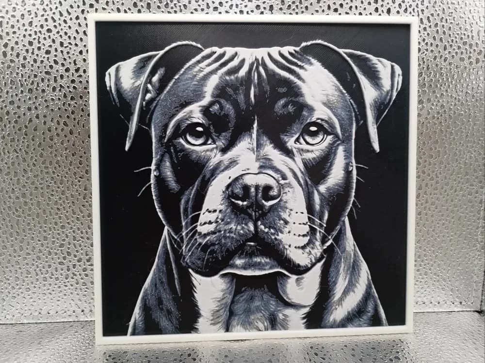 Staffordshire Bull Terrier – Hueforge by Borishotch Industries HueForge model: Staffordshire Bull Terrier – Hueforge by Borishotch Industries