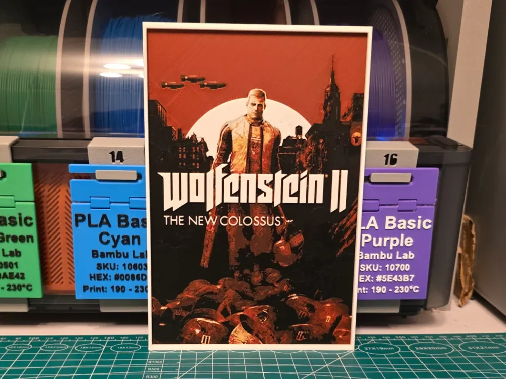 HueForge model: Wolfenstein II: The New Colossus Poster - Hueforge by Lumpy3D