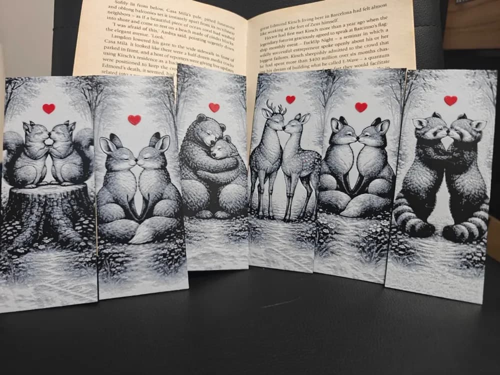 HueForge model: Forest Animal Couples in Love Bookmark Set of 6 by TheHueforgeLady