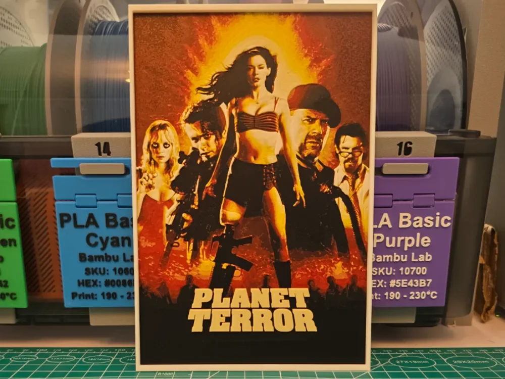 Planet Terror Movie Poster - Hueforge Art by Lumpy3D HueForge model: Planet Terror Movie Poster - Hueforge Art by Lumpy3D