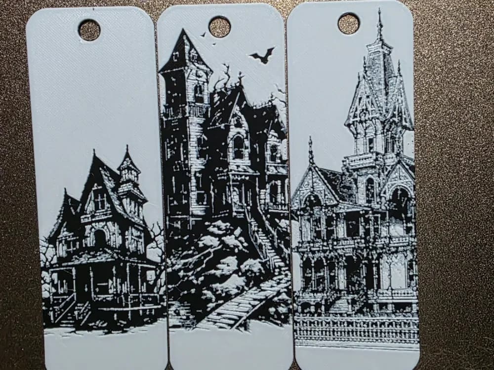 Haunted House Bookmark Hueforge #2 Set of 3 NoAMS by AirMechDesigns HueForge model: Haunted House Bookmark Hueforge #2 Set of 3 NoAMS by AirMechDesigns