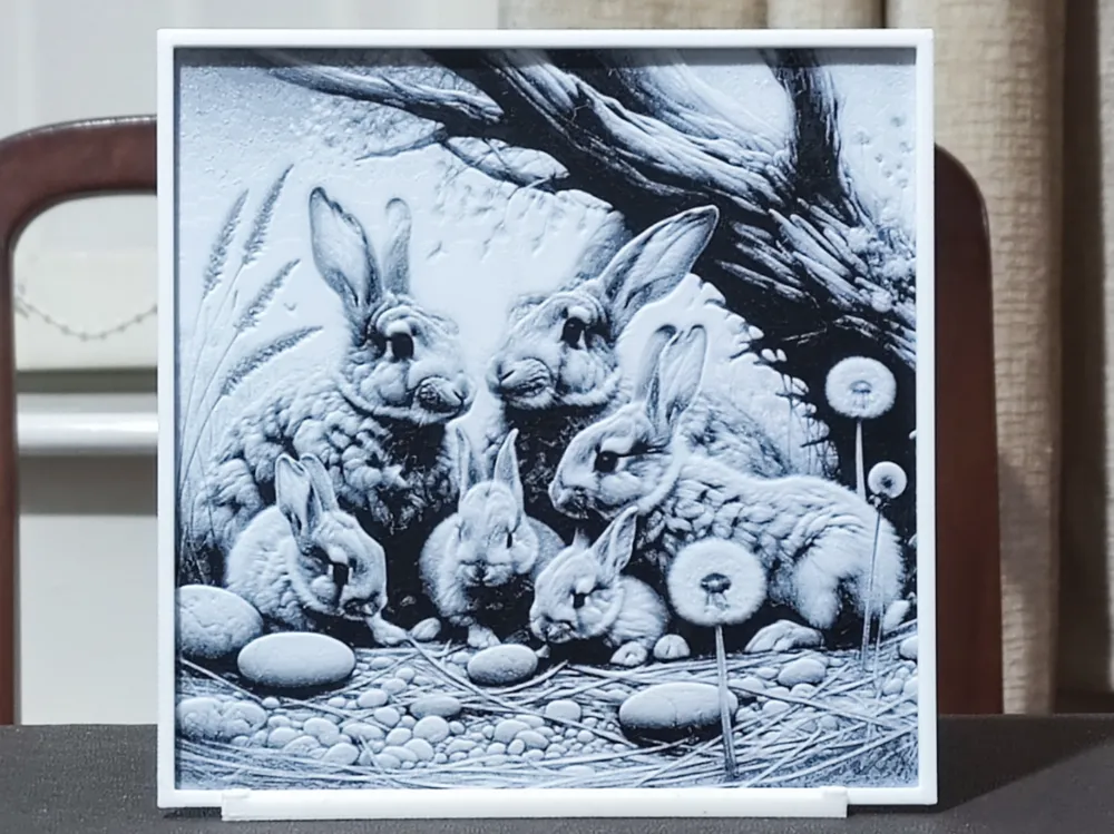 Spring Bunnies - HueForge 2 Color by BoDad HueForge model: Spring Bunnies - HueForge 2 Color by BoDad