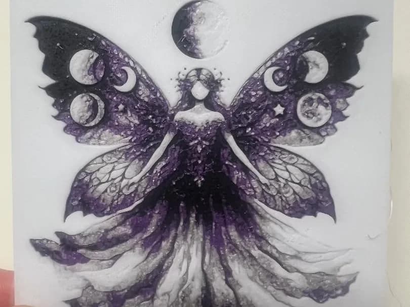 Light Moon Fairy - lunar phase coaster by Leafy HueForge model: Light Moon Fairy - lunar phase coaster by Leafy