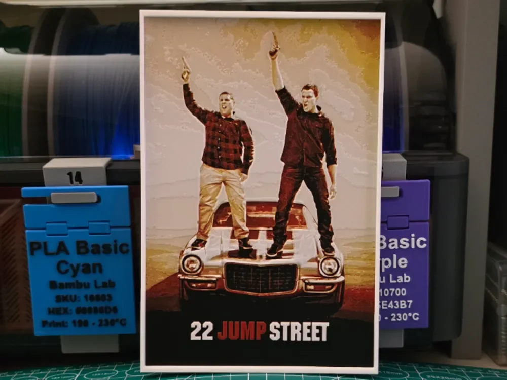 22 Jump Street Movie Poster - Hueforge Art by Lumpy3D HueForge model: 22 Jump Street Movie Poster - Hueforge Art by Lumpy3D