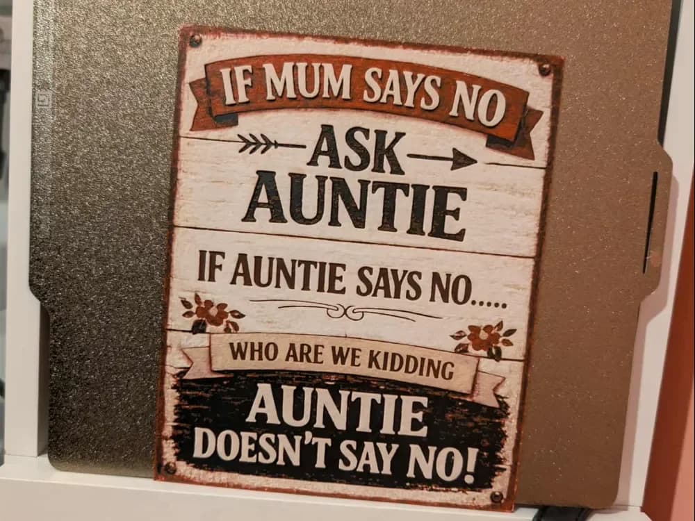 Ask Auntie - funny sign - hueforge by 3dGlow HueForge model: Ask Auntie - funny sign - hueforge by 3dGlow