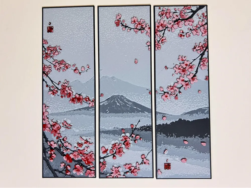 HueForge model: Bookmark Set: Cheery Blossoms Set #3 by 3djd