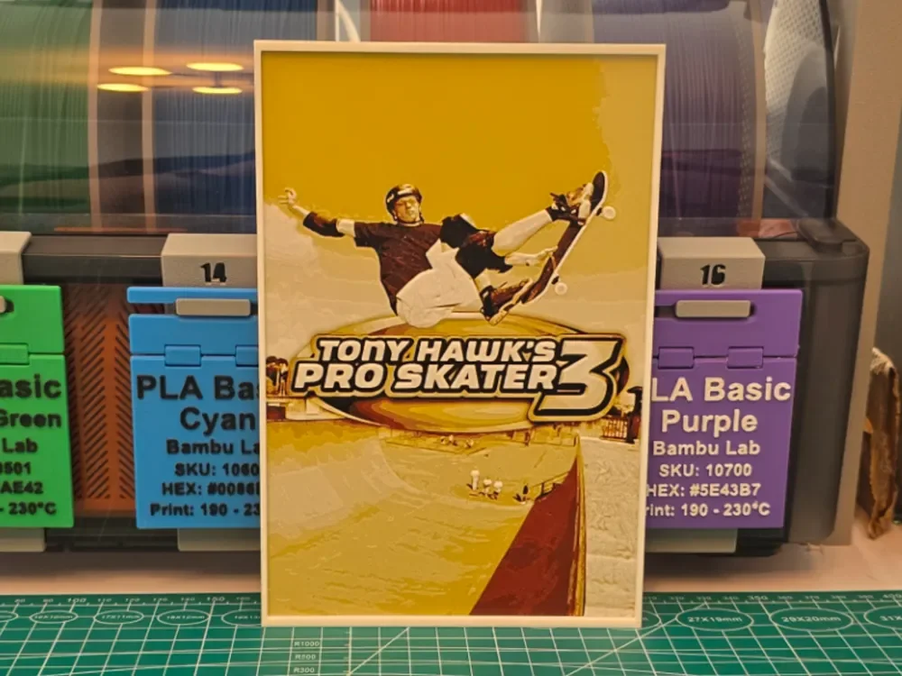 Tony Hawk's Pro Skater 3 Poster - Hueforge Art by Lumpy3D HueForge model: Tony Hawk's Pro Skater 3 Poster - Hueforge Art by Lumpy3D