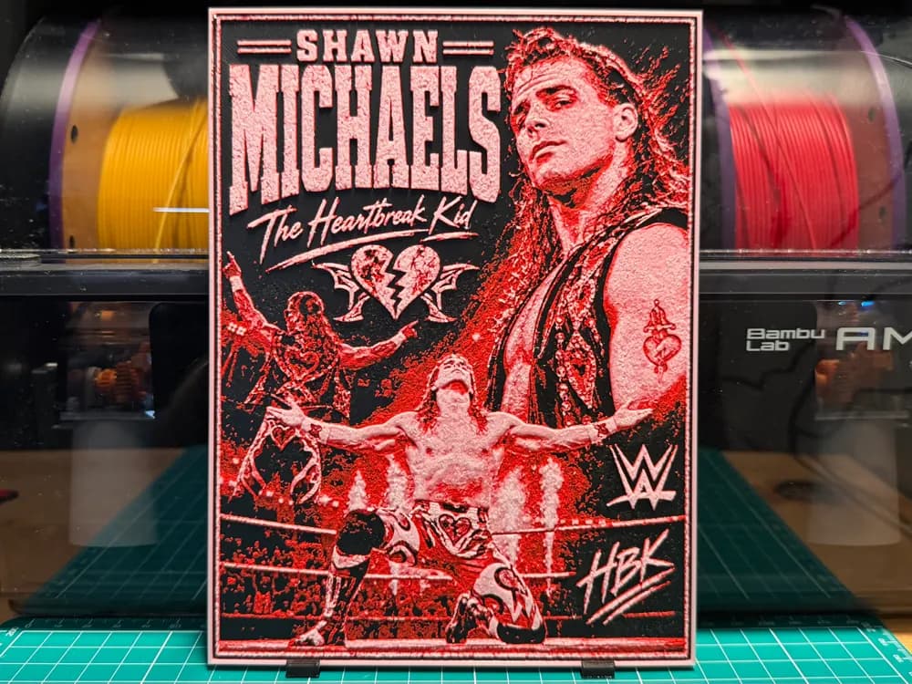 Shawn Michaels WWE Poster HueForge by liv_3d HueForge model: Shawn Michaels WWE Poster HueForge by liv_3d