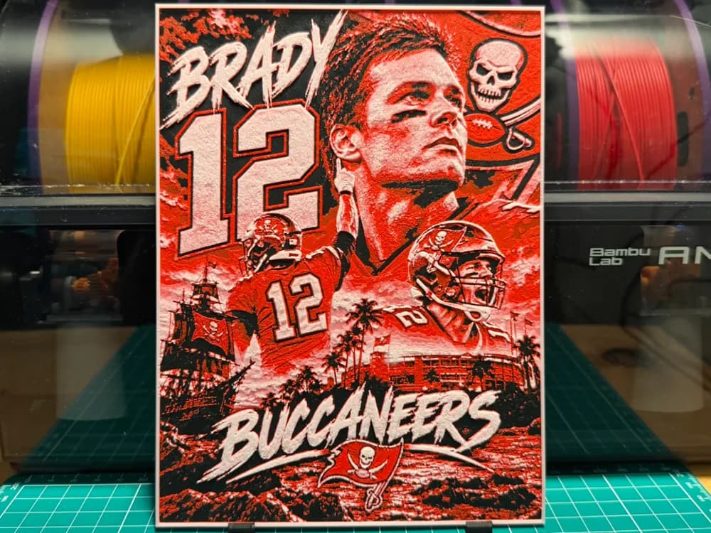 Tom Brady Buccaneers Poster HueForge by liv_3d HueForge model: Tom Brady Buccaneers Poster HueForge by liv_3d