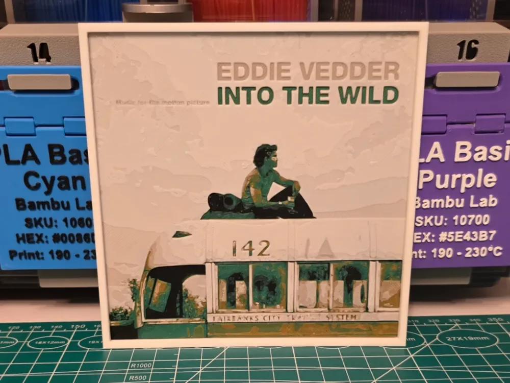 Eddie Vedder "Into the Wild Soundtrack" Album Art by Lumpy3D HueForge model: Eddie Vedder "Into the Wild Soundtrack" Album Art by Lumpy3D