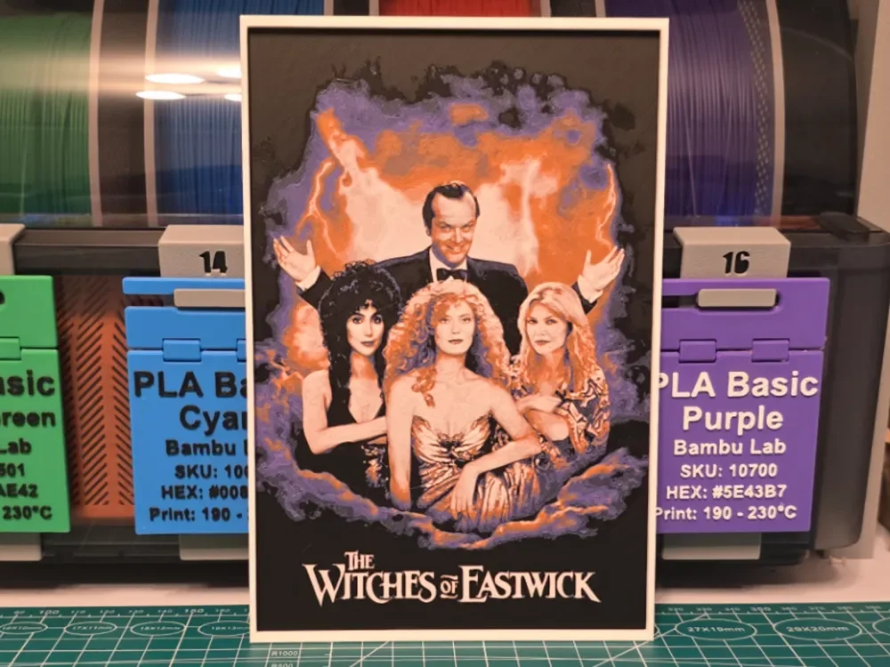 The Witches of Eastwick Poster - Hueforge Art by Lumpy3D HueForge model: The Witches of Eastwick Poster - Hueforge Art by Lumpy3D