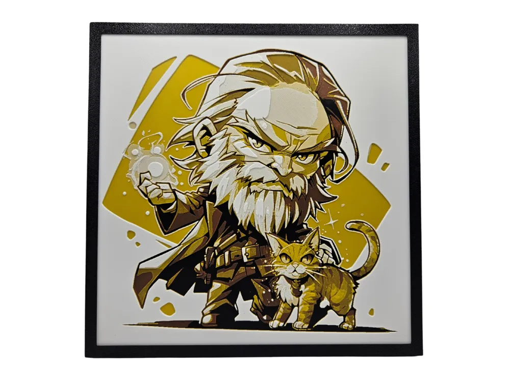 HueForge model: Argus Filch and Mrs. Norris - Chibi Edition by BusyKikiBee