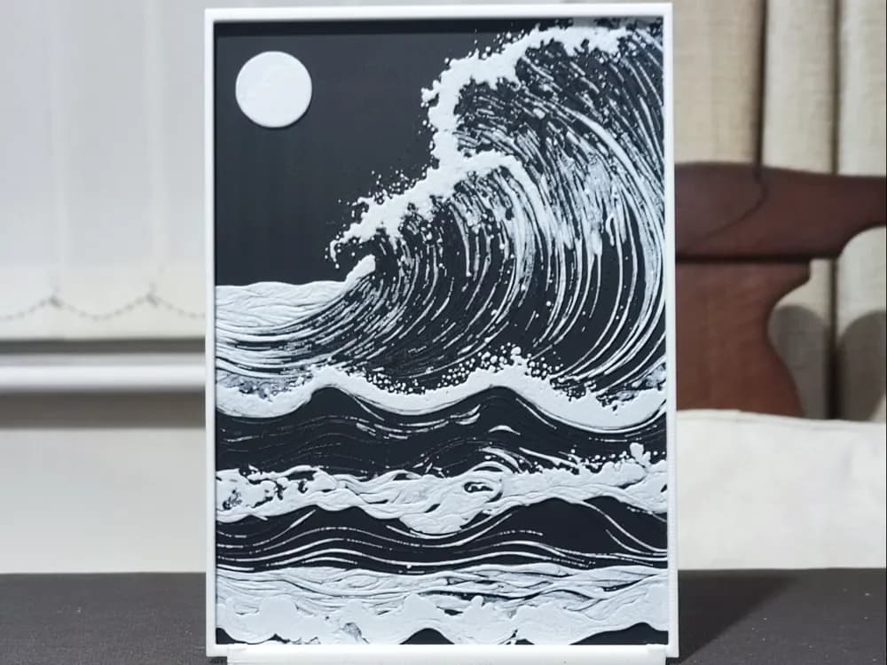 HueForge model: Moonlit Great Wave - HueForge 2 Color by BoDad