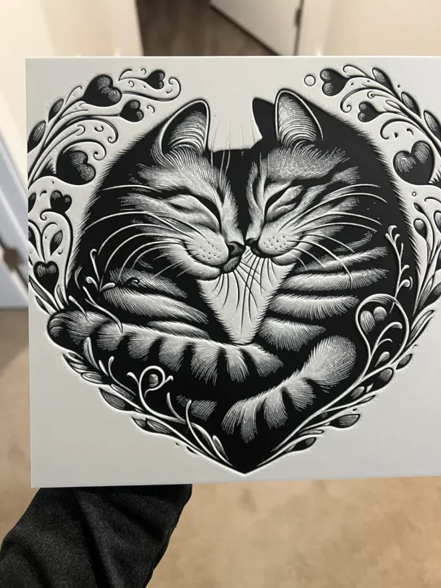 Hugging Heart Cats Hueforge by RP47 Designs HueForge model: Hugging Heart Cats Hueforge by RP47 Designs