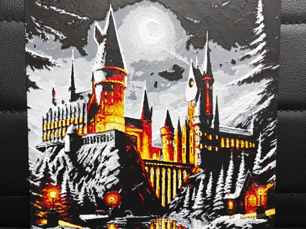 HueForge model: Hogwarts Castle at Night by TheHueforgeLady