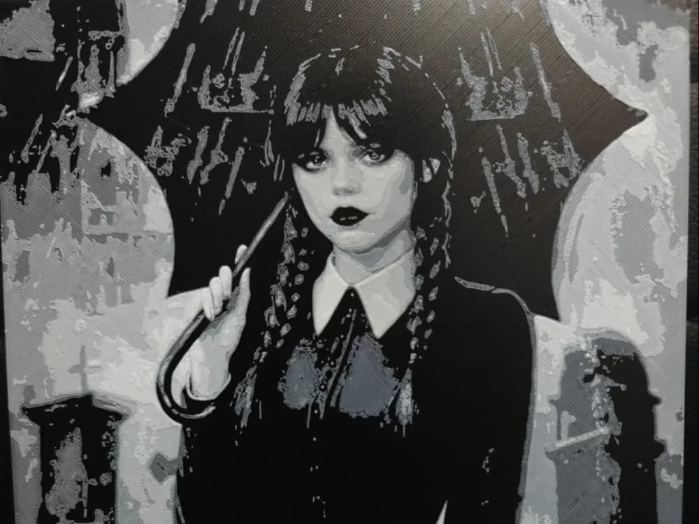 HueForge model: Wednesday Addams Jenna Ortega NO AMS REQUIRED by TheHueforgeLady