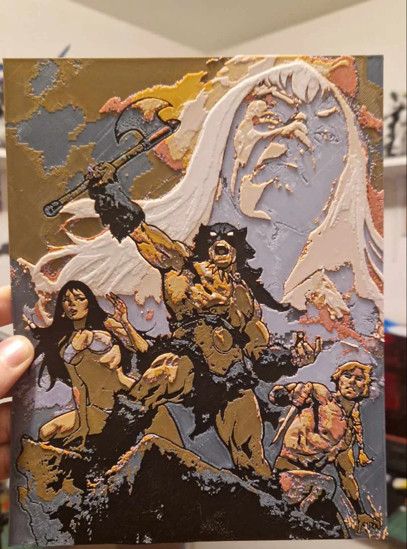 Frazetta - Fire and Ice Hueforge by Dakiren HueForge model: Frazetta - Fire and Ice Hueforge by Dakiren