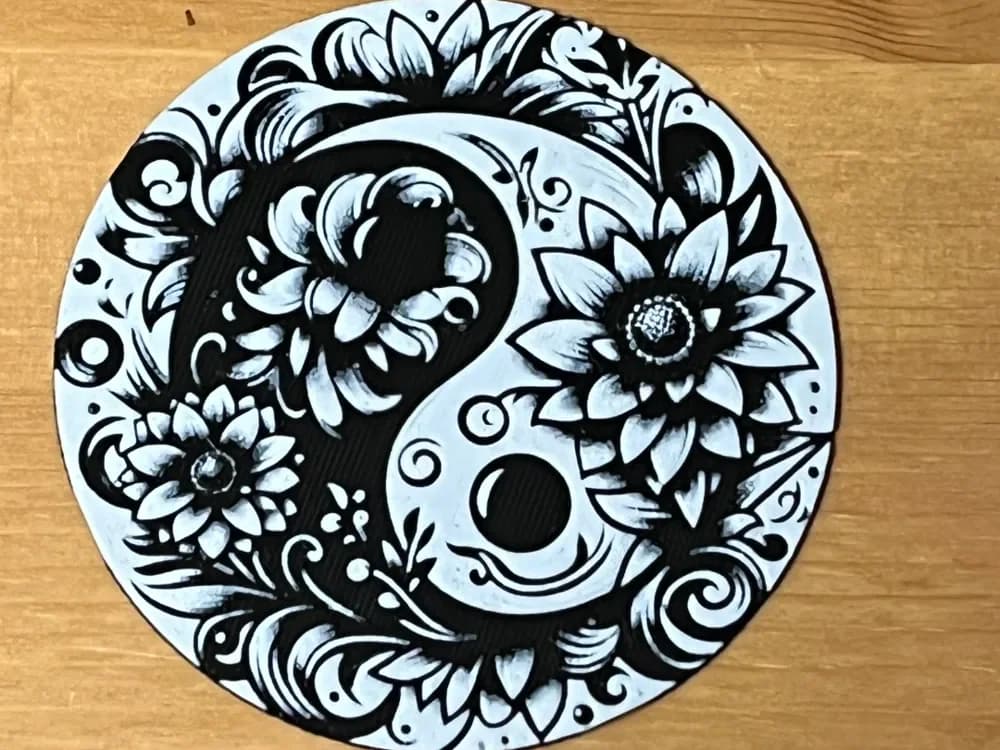 Ying and yang floral coaster by Morganja HueForge model: Ying and yang floral coaster by Morganja