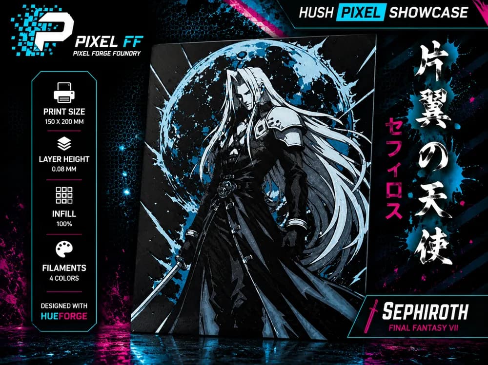 Sephiroth - HueForge by Hush | PixelFF HueForge model: Sephiroth - HueForge by Hush | PixelFF