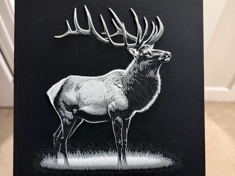 Elk Art Hueforge by RP47 Designs HueForge model: Elk Art Hueforge by RP47 Designs