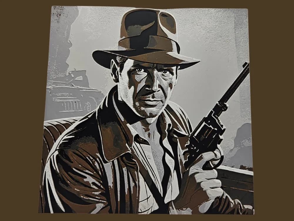 Indiana Jones by BusyKikiBee HueForge model: Indiana Jones by BusyKikiBee